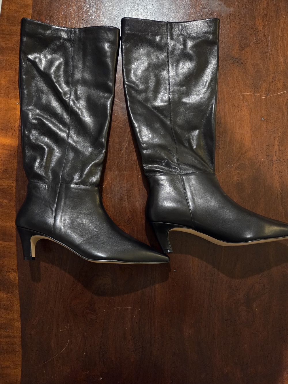 Classic Black Leather Knee-High Boots
